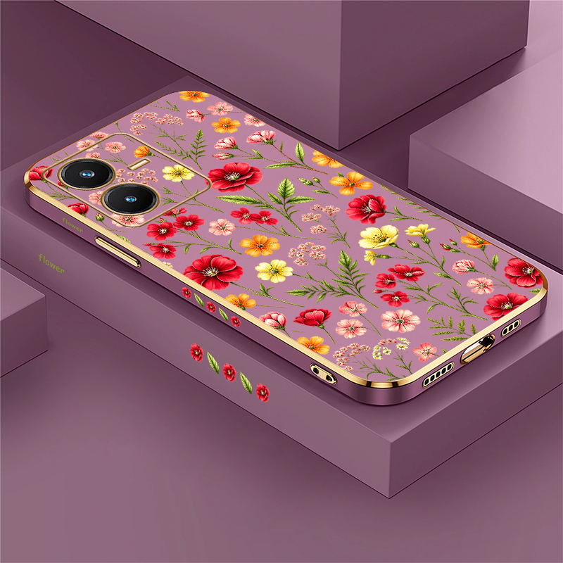 Vivo V40 - Casing Motif Bunga Lucu Untuk Vivo