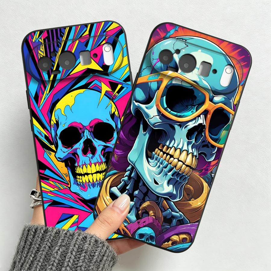 Google Pixel 9 - Casing Tengkorak Seni Pop Neon untuk