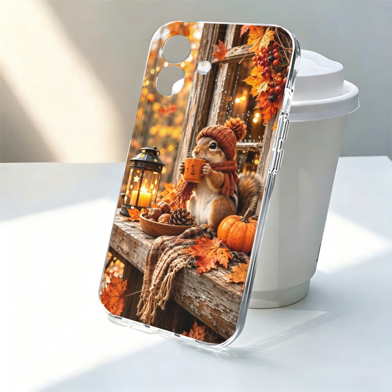 Apple Iphone 16 - Casing Ponsel Silikon Motif Tupai Kartun